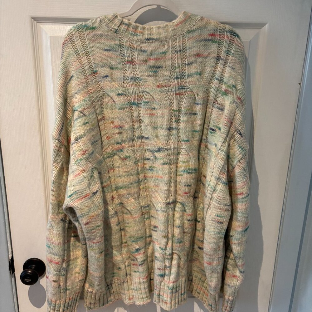 American Eagle Oversized Multicolor Cable Knit Sw… - image 4
